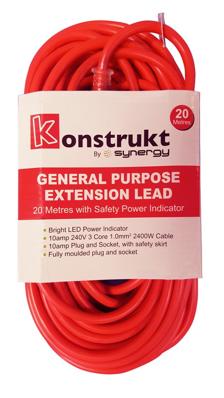 EXTENSION LEAD 20M 10AMP LEAD ( 10A PLUGS) 